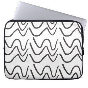 Black and White Wavy Stripe Pattern   Laptop Sleeve