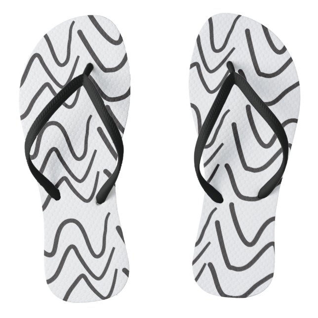 Black and White Wavy Stripe Pattern  Thongs (Footbed)