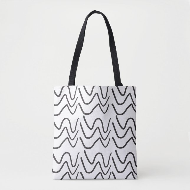 Black and White Wavy Stripe Pattern  Tote Bag (Front)