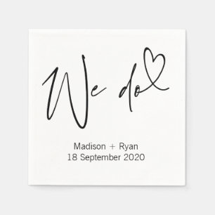 Black and White We Do Wedding Cocktail Napkins Set
