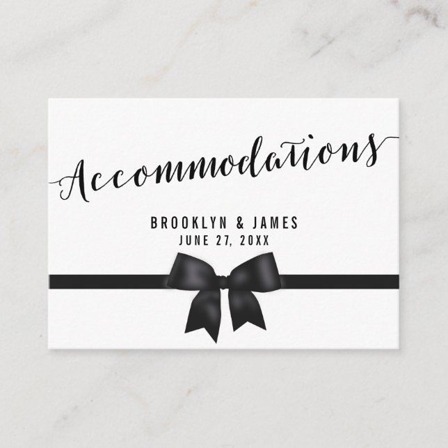 Black And White Wedding Accommodation Cards (Front)