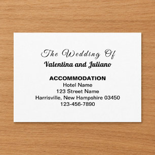 Black and White Wedding Accommodation Enclosure Card