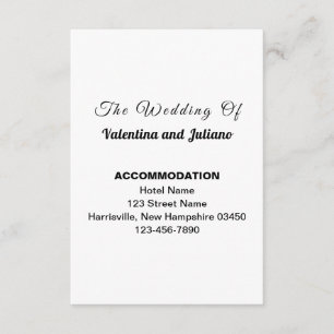 Black and White Wedding Accommodation Portrait Enclosure Card