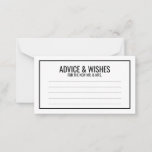 Black and White Wedding Advice and Wishes<br><div class="desc">Black and White Wedding Wedding Advice and Wishes Card
featuring your information in black bold sans serif font with black rectangle border.

Click on the customise it button to personalise the design.</div>