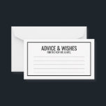 Black and White Wedding Advice and Wishes<br><div class="desc">Black and White Wedding Wedding Advice and Wishes Card
featuring your information in black bold sans serif font with black rectangle border.

Click on the customise it button to personalise the design.</div>