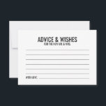 Black and White Wedding Advice and Wishes Card<br><div class="desc">Add a personal touch to your wedding with a modern black and white wedding advice and wishes card.
This advice card features title and details in black bold sans serif font style on white background.

Perfect for wedding,  baby shower,  birthday party,  bachelorette party and any special occasions.</div>