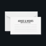 Black and White Wedding Advice and Wishes Card<br><div class="desc">Black and White Wedding Advice and Wishes Card
featuring your information in black bold sans serif font.

Click on the customise it button to personalise the design.</div>