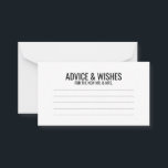 Black and White Wedding Advice and Wishes Card<br><div class="desc">Black and White Wedding Advice and Wishes Card
featuring your information in black bold sans serif font.

Click on the customise it button to personalise the design.</div>