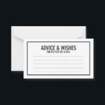 Black and White Wedding Advice and Wishes Card<br><div class="desc">Black and White Wedding Wedding Advice and Wishes Card
featuring your information in black bold sans serif font with black rectangle border.

Click on the customise it button to personalise the design.</div>