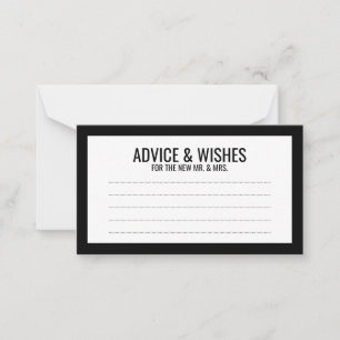 Black and White Wedding Advice and Wishes Card