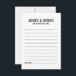 Black and White Wedding Advice and Wishes Card<br><div class="desc">Add a personal touch to your wedding with a modern black and white wedding advice and wishes card.
This advice card features title and details in black bold sans serif font style on white background.

Perfect for wedding,  baby shower,  birthday party,  bachelorette party and any special occasions.</div>