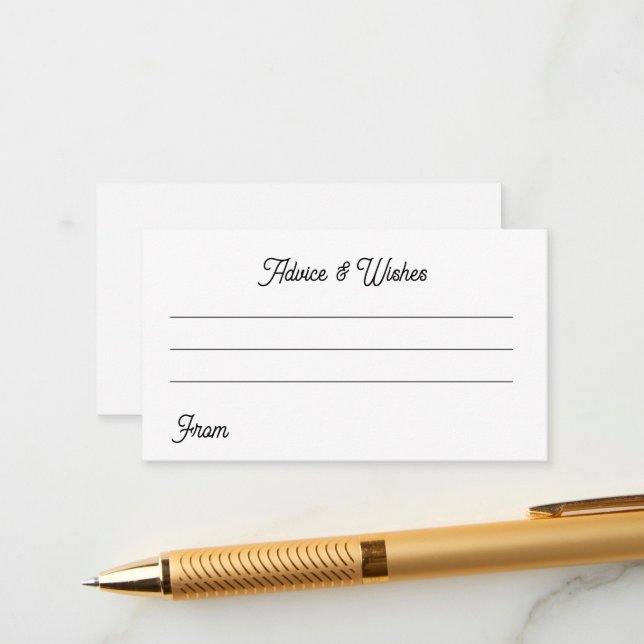 Black And White Wedding Advice  Enclosure Card (Front/Back In Situ)