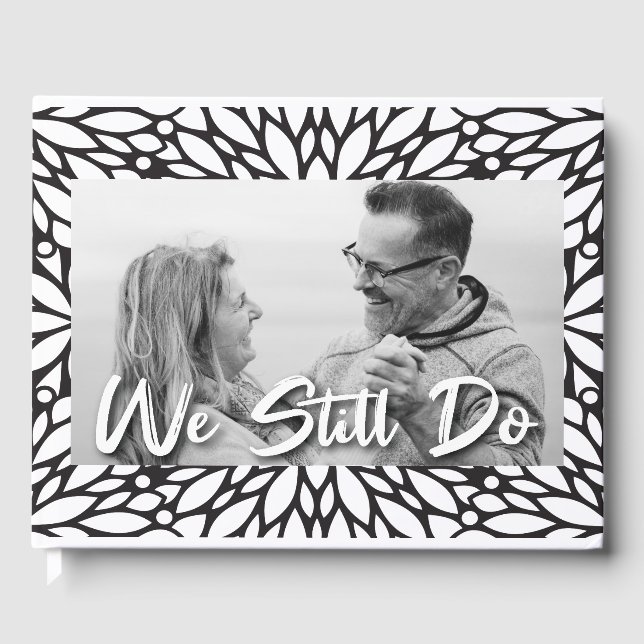 Black And White Wedding Anniversary 2 Photo Guest Book (Front)