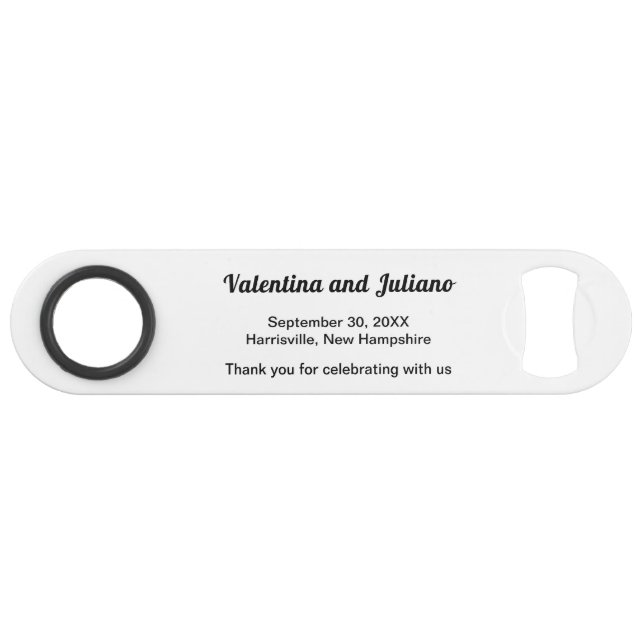 Black and White Wedding Bottle Opener (Front (Horizontal))