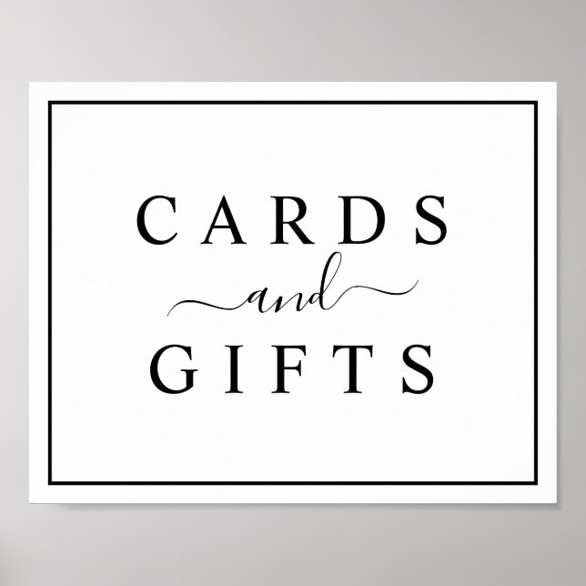 Black and White Wedding Cards & Gifts Sign (Front)