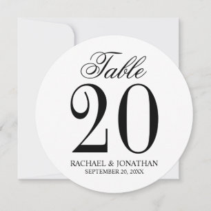 Black and White Wedding Circle Table Number Card