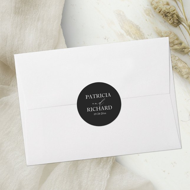 Black And White Wedding Classic Round Sticker (Creator Uploaded)