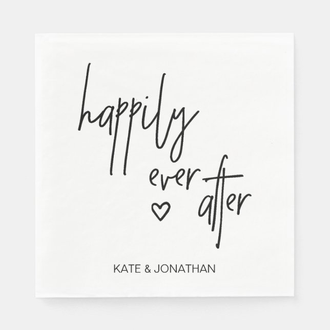 Black and White Wedding Cocktail Napkins (Front)