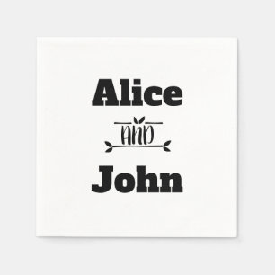 Black and White Wedding Couple 4A&J Paper Napkin
