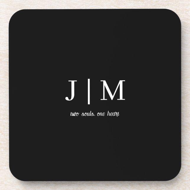 Black and White Wedding Customisable Text Coaster (Front)