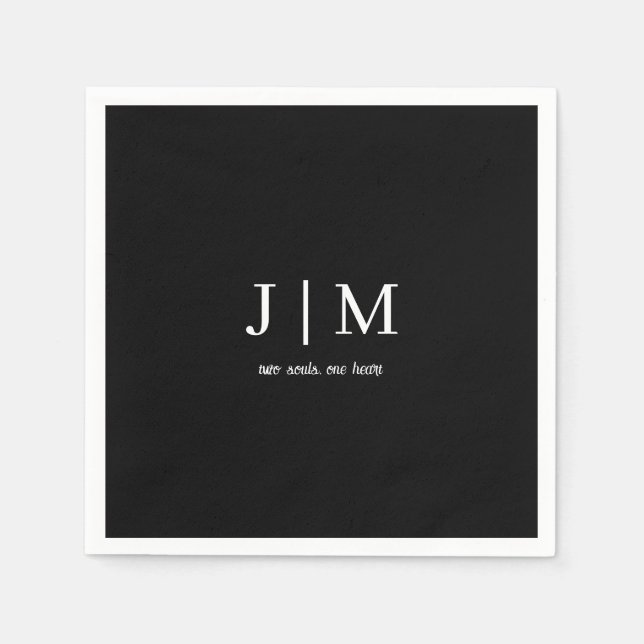 Black and White Wedding Customisable Text Napkin (Front)