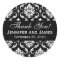 Black and White Wedding Damask Thank You Label