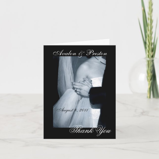 Black and White Wedding Dance Thank You Note Card (Front)