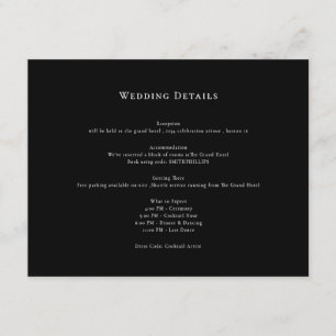 black and white Wedding Details Enclosure Card
