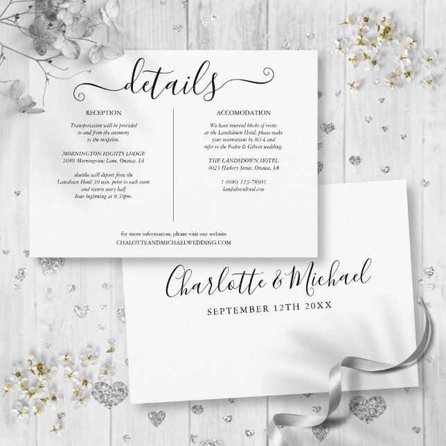 Black And White Wedding Details Information Enclosure Card (Black And White Wedding Details Information Enclosure Card)