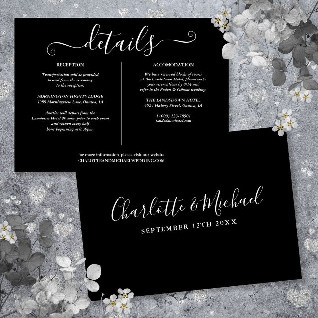 Black And White Wedding Details Information Invitation (Black And White Wedding Details Information Invitation)