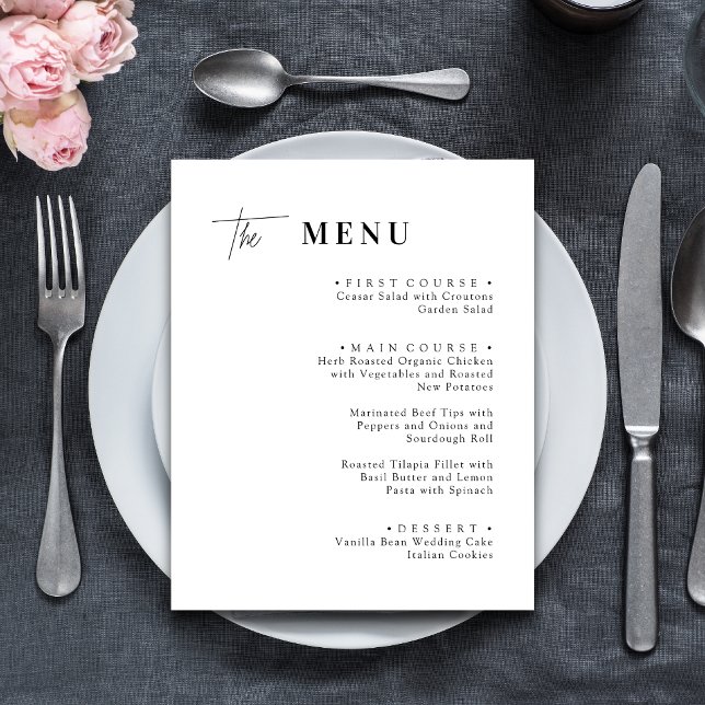 Black and White Wedding Dinner Menu Cards (Creator Uploaded)