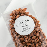 Black and White Wedding Favor Thank You Classic Round Sticker<br><div class="desc">Add a refined finishing touch with these wedding favor stickers, designed to elevate any celebration with effortless sophistication. These wedding favor stickers labels and wedding favor thank you stickers are perfect for sealing gifts, envelopes, or keepsakes. Our personalized wedding favor stickers complement a black and white wedding, victorian wedding, italian...</div>