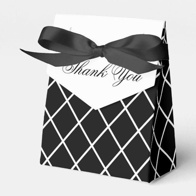 Black and White Wedding Favour Boxes  (Front Side)