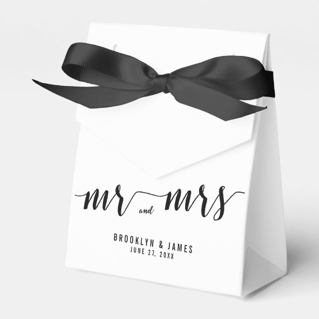 Black And White Wedding Favour Boxes Tent (Front Side)