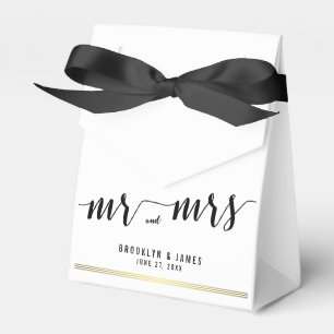 Black And White Wedding Favour Boxes Tent Gold Lin