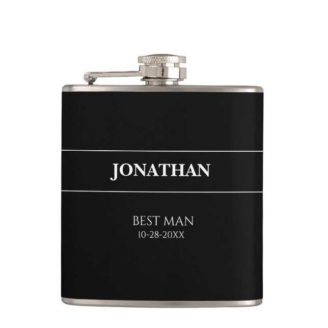 Black and White Wedding Flask (Front)