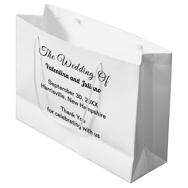 Black and White Wedding Gift Bag (Front Angled)