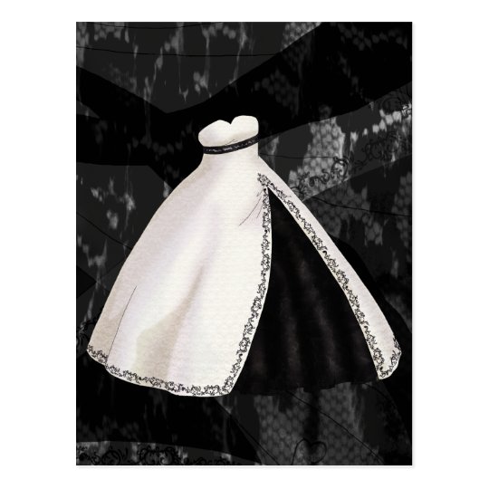 Black and White Wedding Gown Postcard