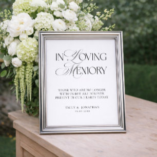Black and White Wedding In Loving Memory Poster