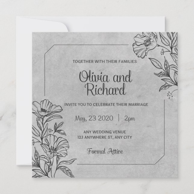Black and White Wedding Invitation (Front)