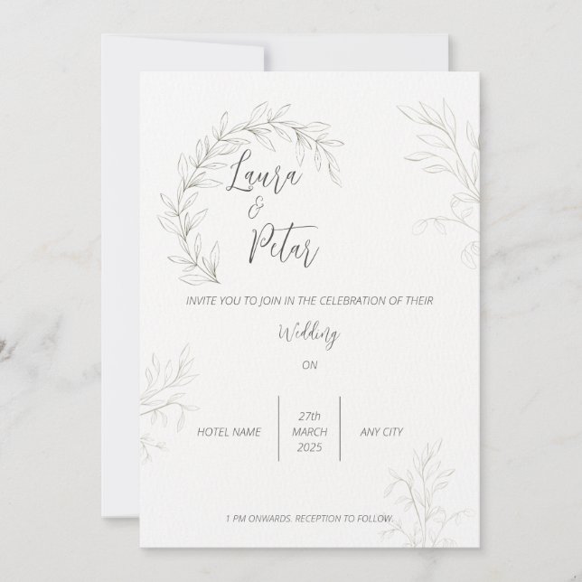 Black and white wedding invitation  (Front)