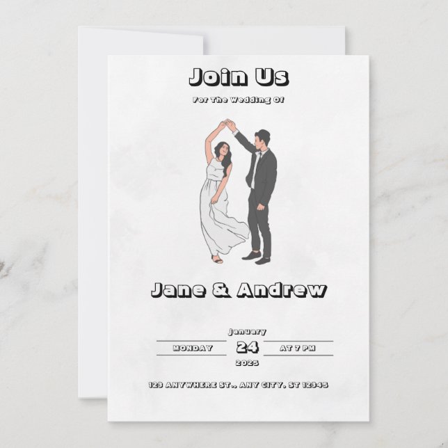 Black and White Wedding invitation  (Front)