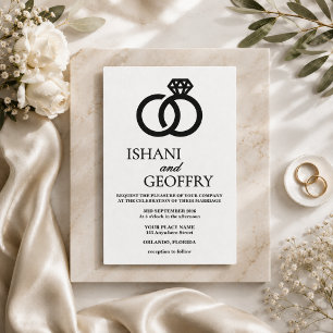 Black and White Wedding Invitation Minimalist CUST