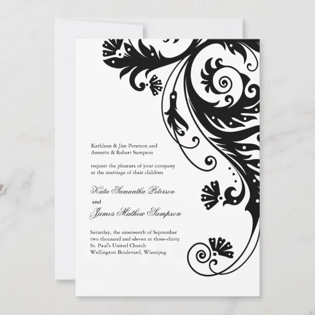 Black and White Wedding Invitations | Zazzle