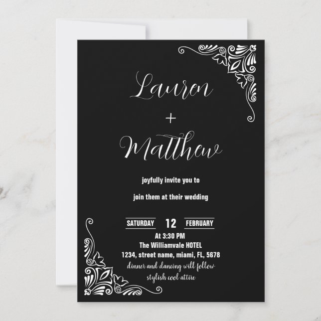 Black and White Wedding Invitations (Front)
