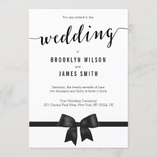 Black And White Wedding Invitations With Bow