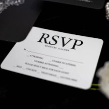 Black and White Wedding Meal Choice RSVP Cards