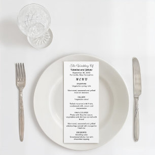 Black and White Wedding Menu Card