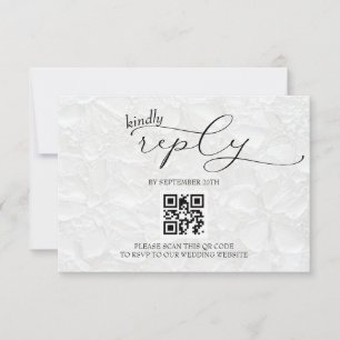 Black and White Wedding Modern Simple QR RSVP Card