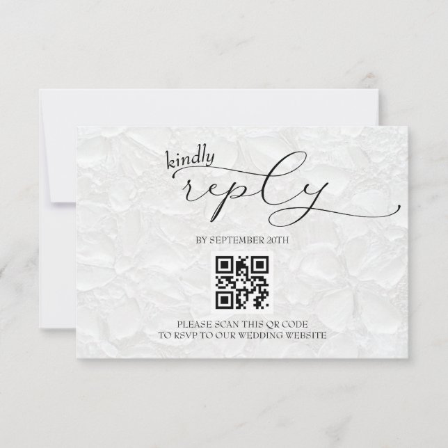 Black and White Wedding Modern Simple QR RSVP Card (Front)